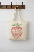 Personalized Teacher Class Name Apple Tote