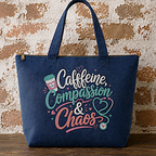 Caffeine Compassion Chaos Nurse Premium Zippered Tote Bag