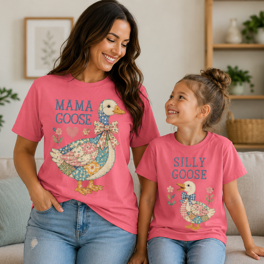 Mama Goose & Silly Goose Matching Comfort Colors® T-Shirt Set – Adult + Youth