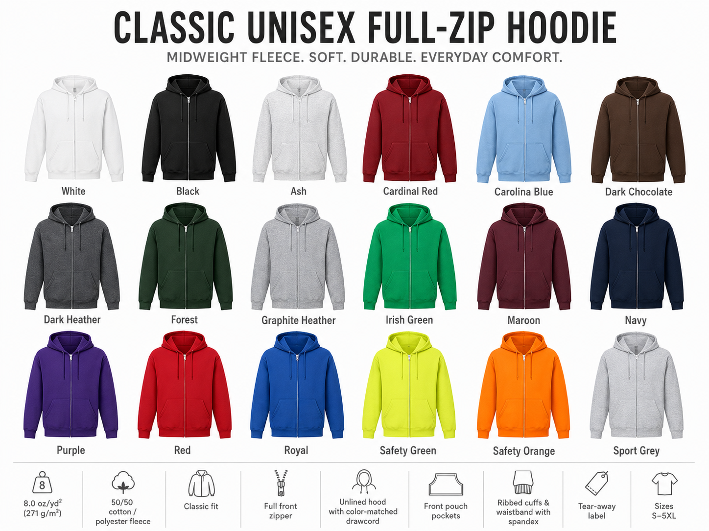Custom Adult Full-Zip Hoodie
