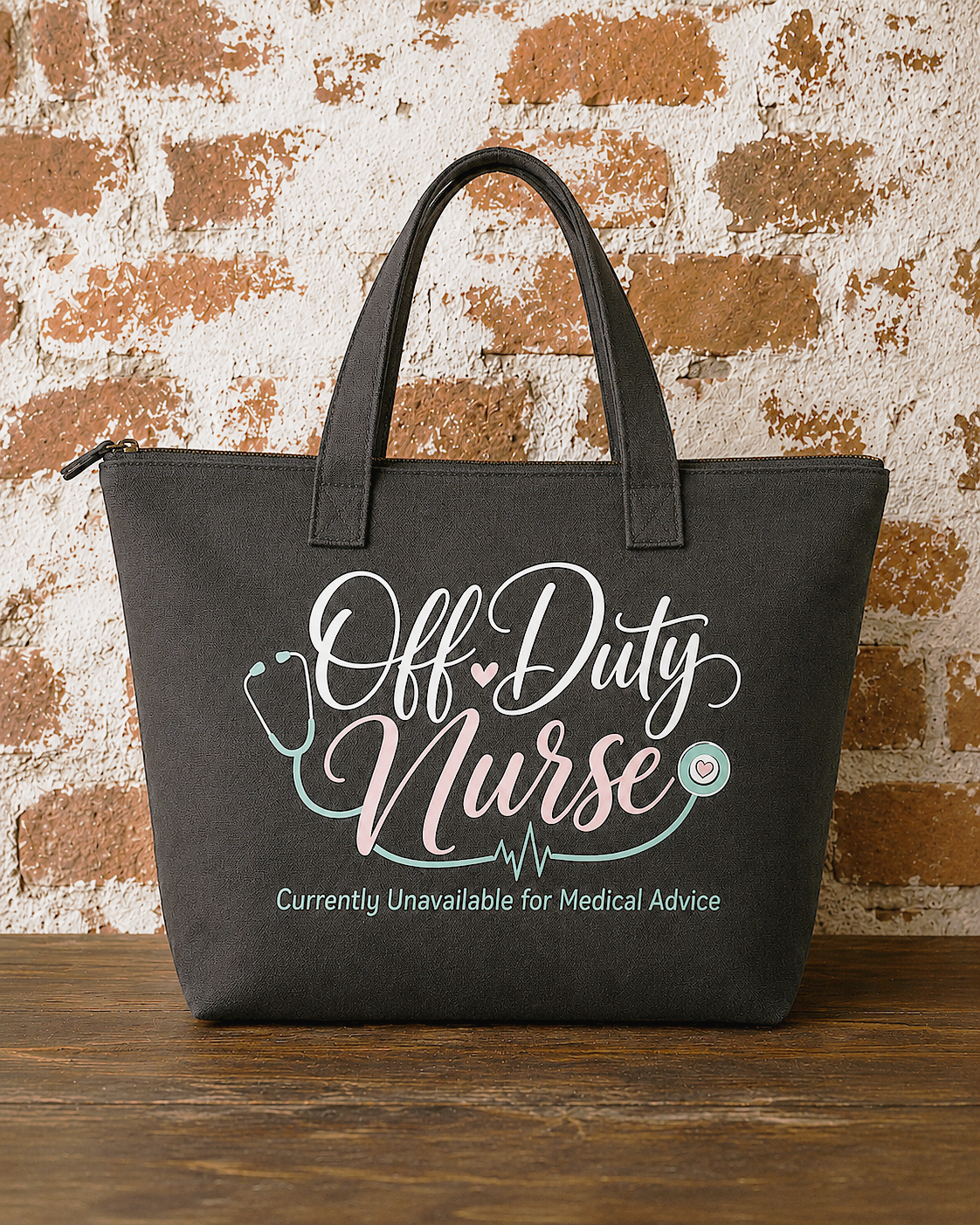 Off Duty Nurse Premium Zippered Tote Bag