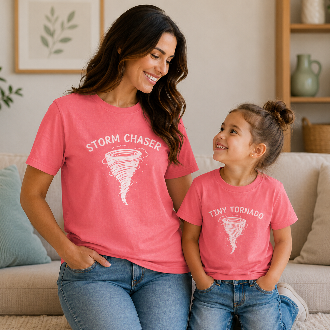 Storm Chaser & Tiny Tornado Matching Comfort Colors® T-Shirt Set – Adult + Youth